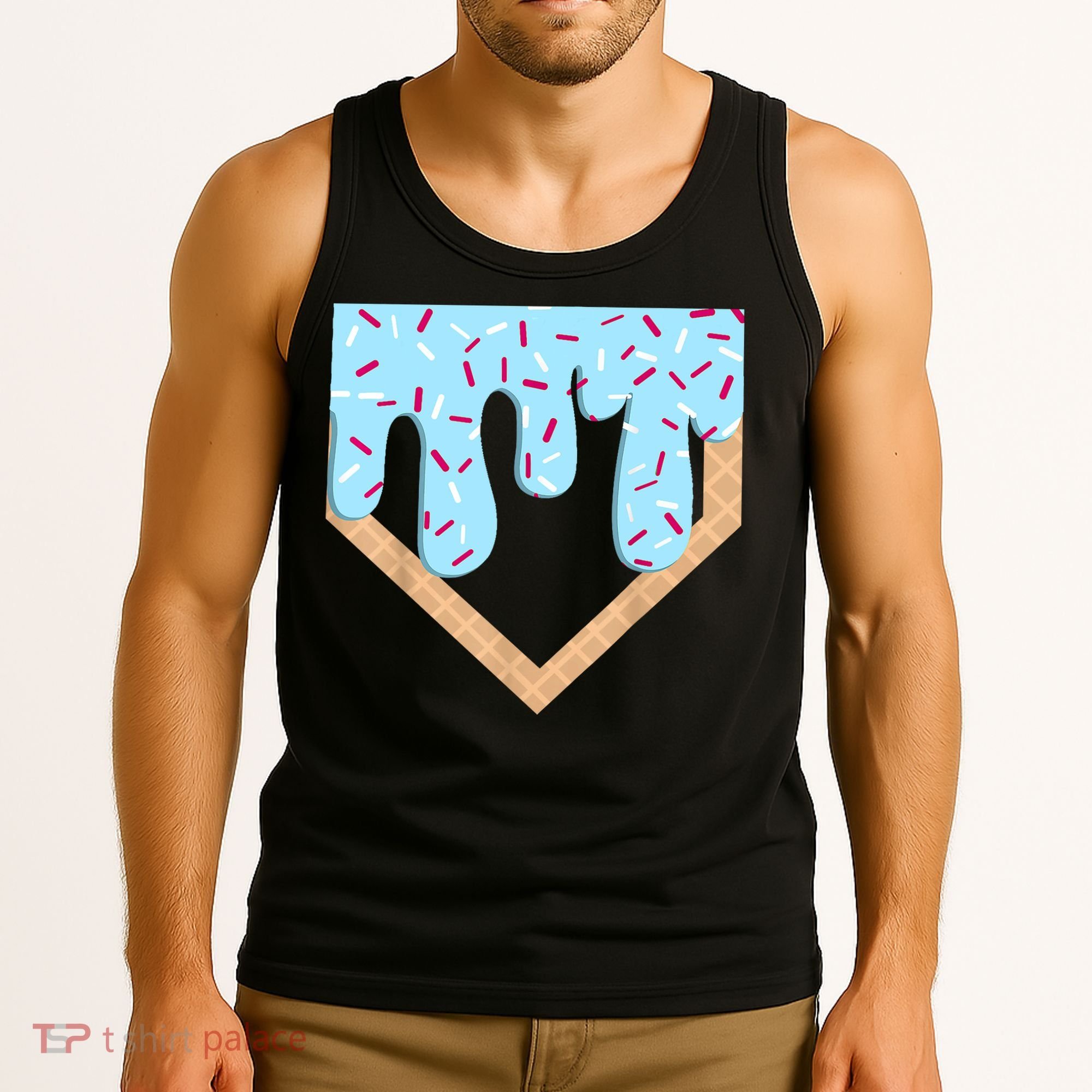 Baseball Ice Cream Dripping Baseball Home Plate Drip  Tank Top