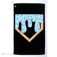 Baseball Ice Cream Dripping Baseball Home Plate Drip  Golf Towel thumb 0