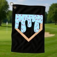 Baseball Ice Cream Dripping Baseball Home Plate Drip  Golf Towel thumb 1
