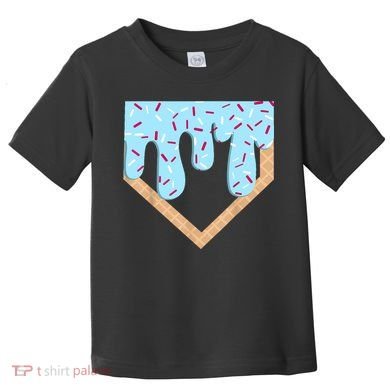 Baseball Ice Cream Dripping Baseball Home Plate Drip  Toddler T-Shirt