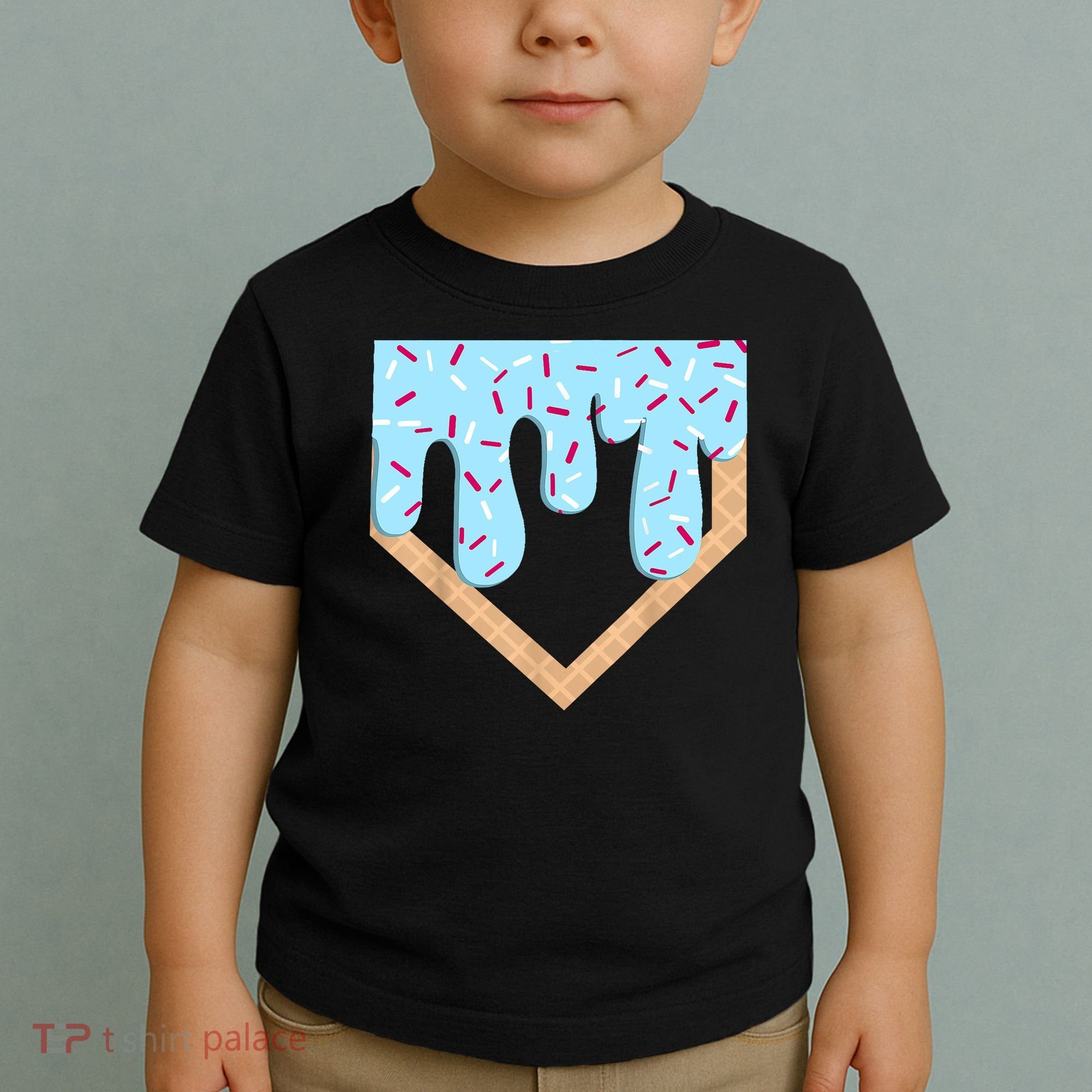 Baseball Ice Cream Dripping Baseball Home Plate Drip  Toddler T-Shirt