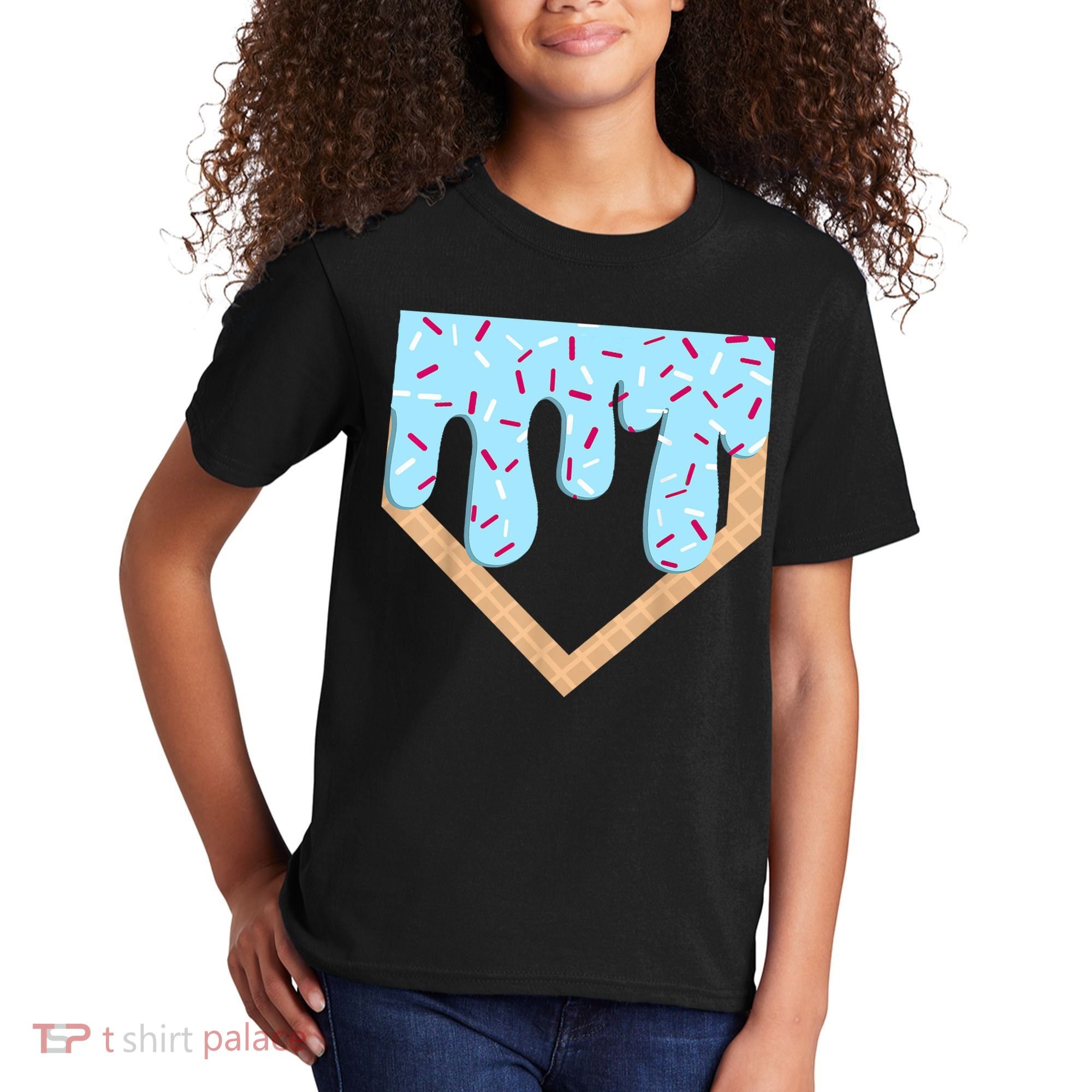 Baseball Ice Cream Dripping Baseball Home Plate Drip  Kids T-Shirt