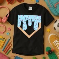 Baseball Ice Cream Dripping Baseball Home Plate Drip  Kids T-Shirt thumb 3