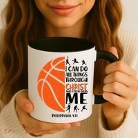 Basketball I Can Do All Things Through Christ Who Strengthens Me Philippian 4:13 Coffee Mug thumb 3