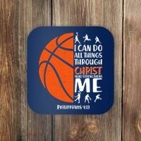 Basketball I Can Do All Things Through Christ Who Strengthens Me Philippian 4:13 Coaster thumb 0