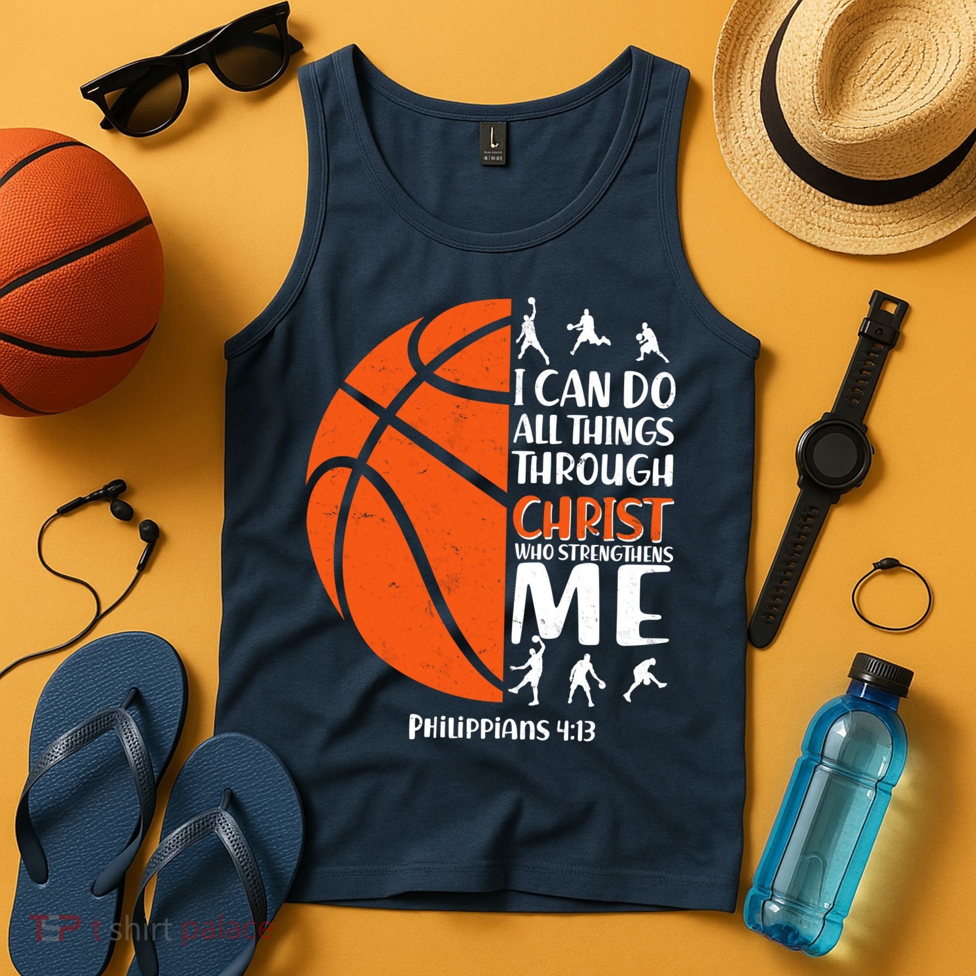 Basketball I Can Do All Things Through Christ Who Strengthens Me Philippian 4:13 Tank Top