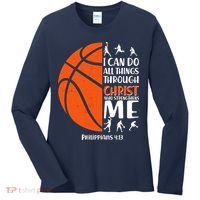Basketball I Can Do All Things Through Christ Who Strengthens Me Philippian 4:13 Women's Long Sleeve Shirt thumb 0