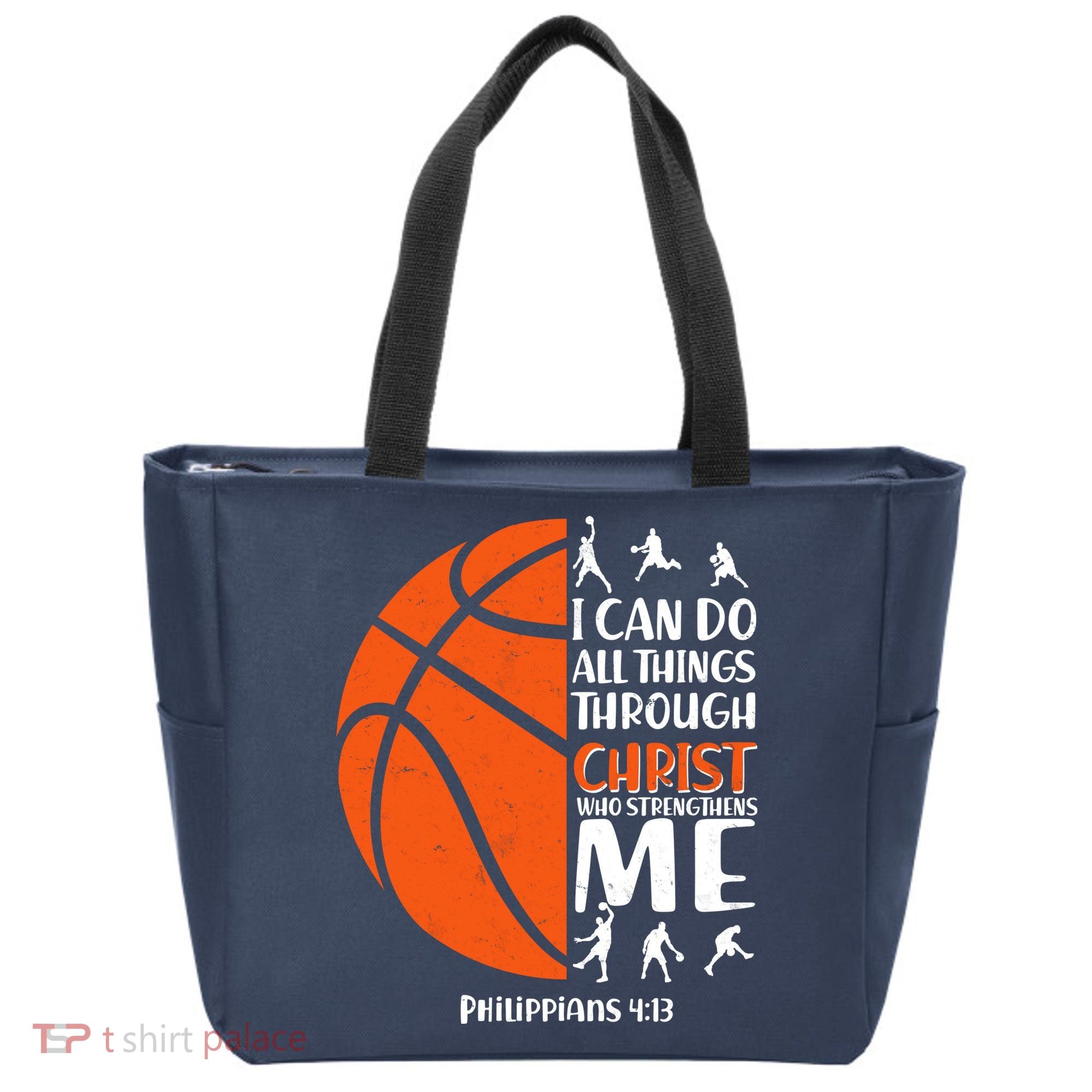 Basketball I Can Do All Things Through Christ Who Strengthens Me Philippian 4:13 Tote Bag