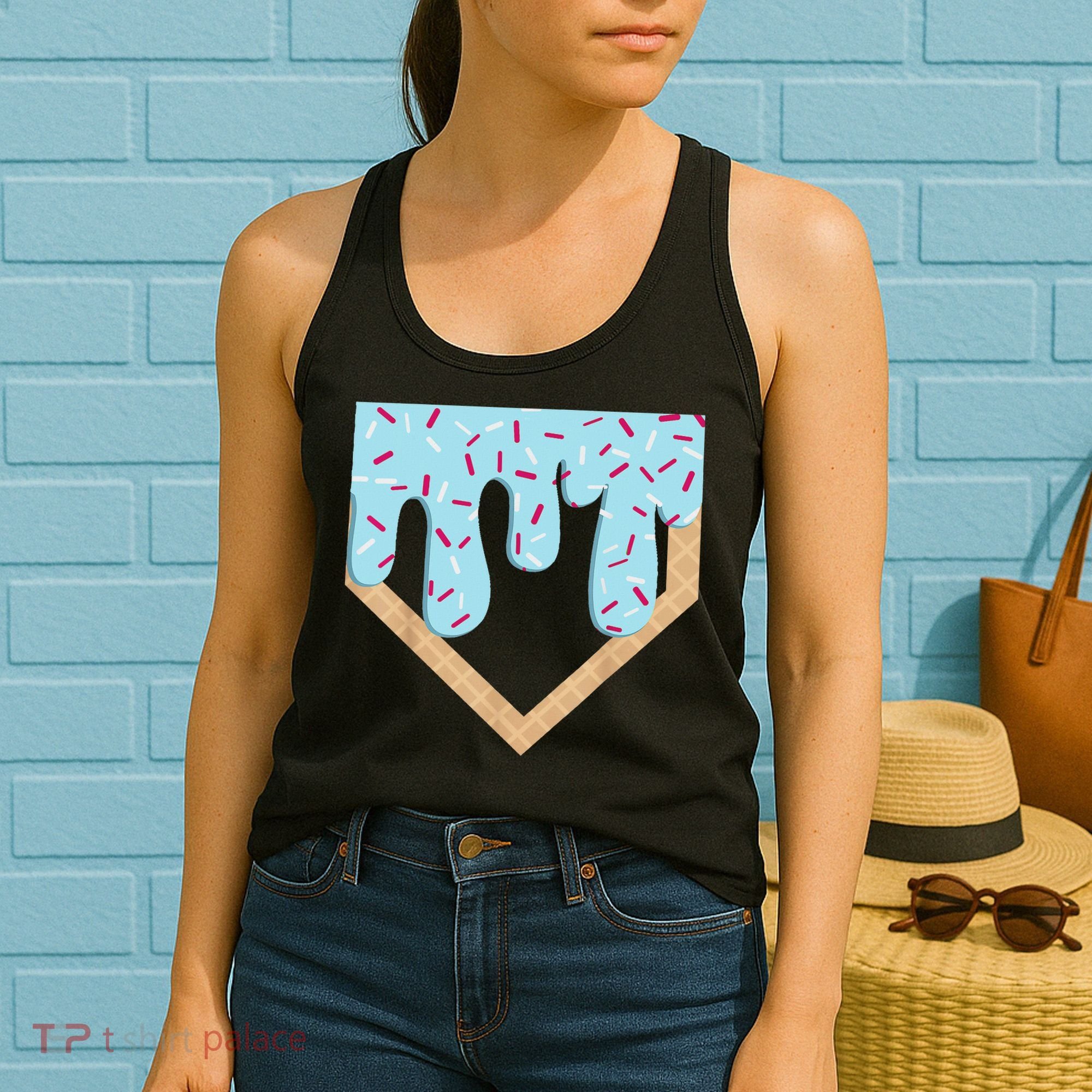 Baseball Ice Cream Dripping Drip Women's Tank Top