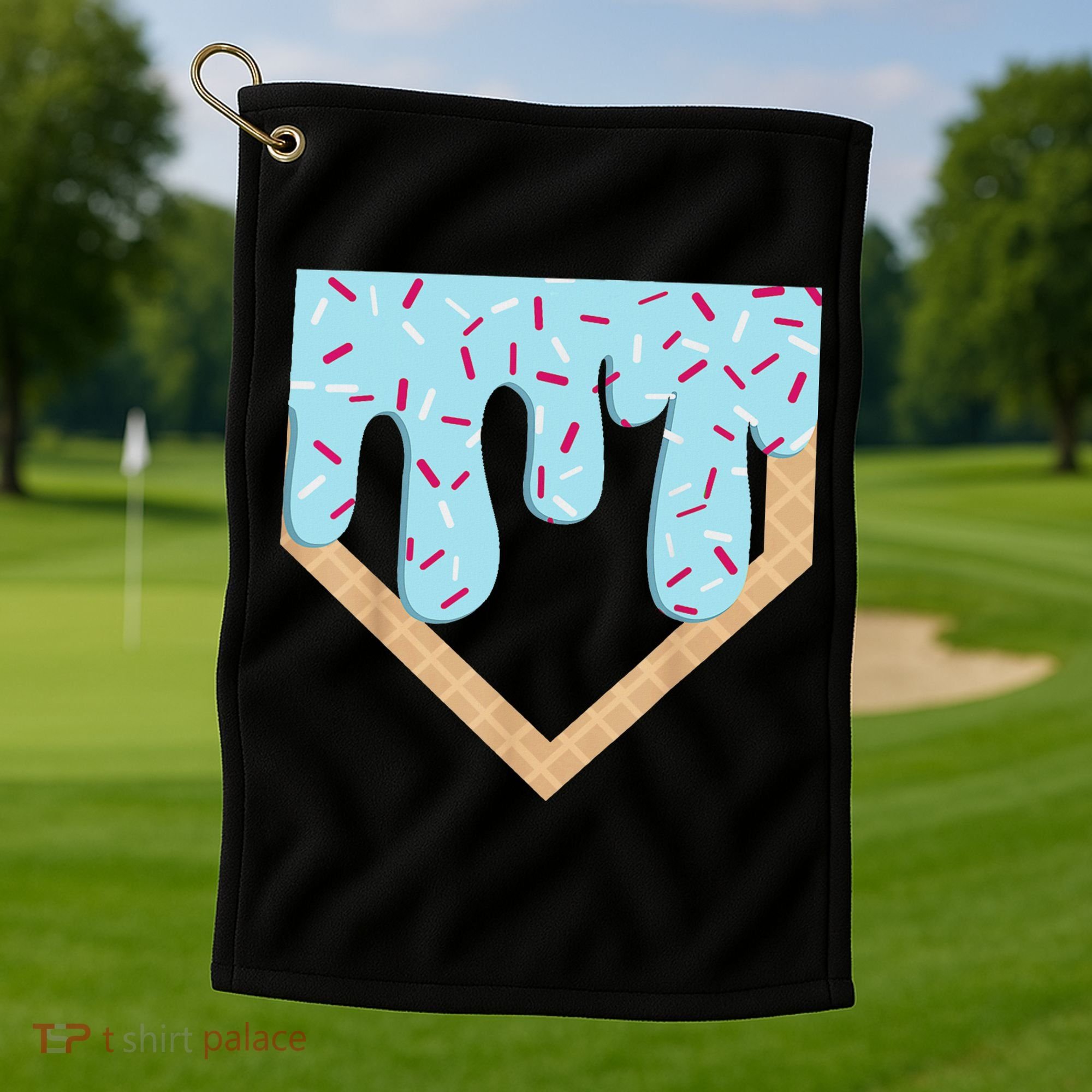Baseball Ice Cream Dripping Drip Golf Towel