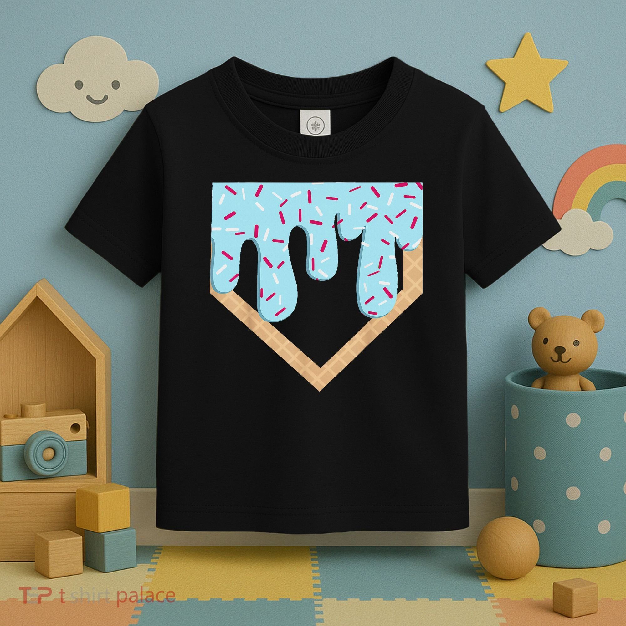 Baseball Ice Cream Dripping Drip Toddler T-Shirt