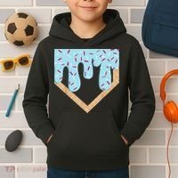 Baseball Ice Cream Dripping Drip Kids Hoodie thumb 2