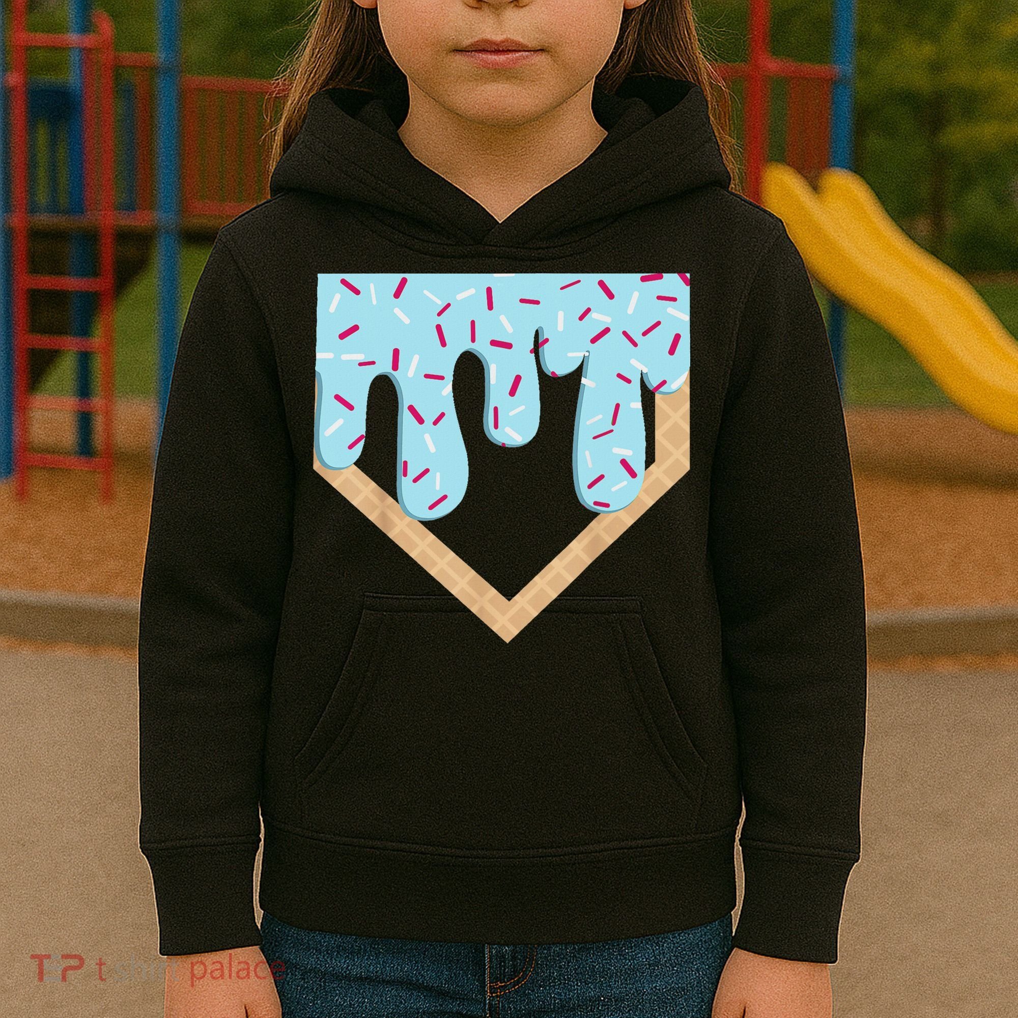 Baseball Ice Cream Dripping Drip Kids Hoodie