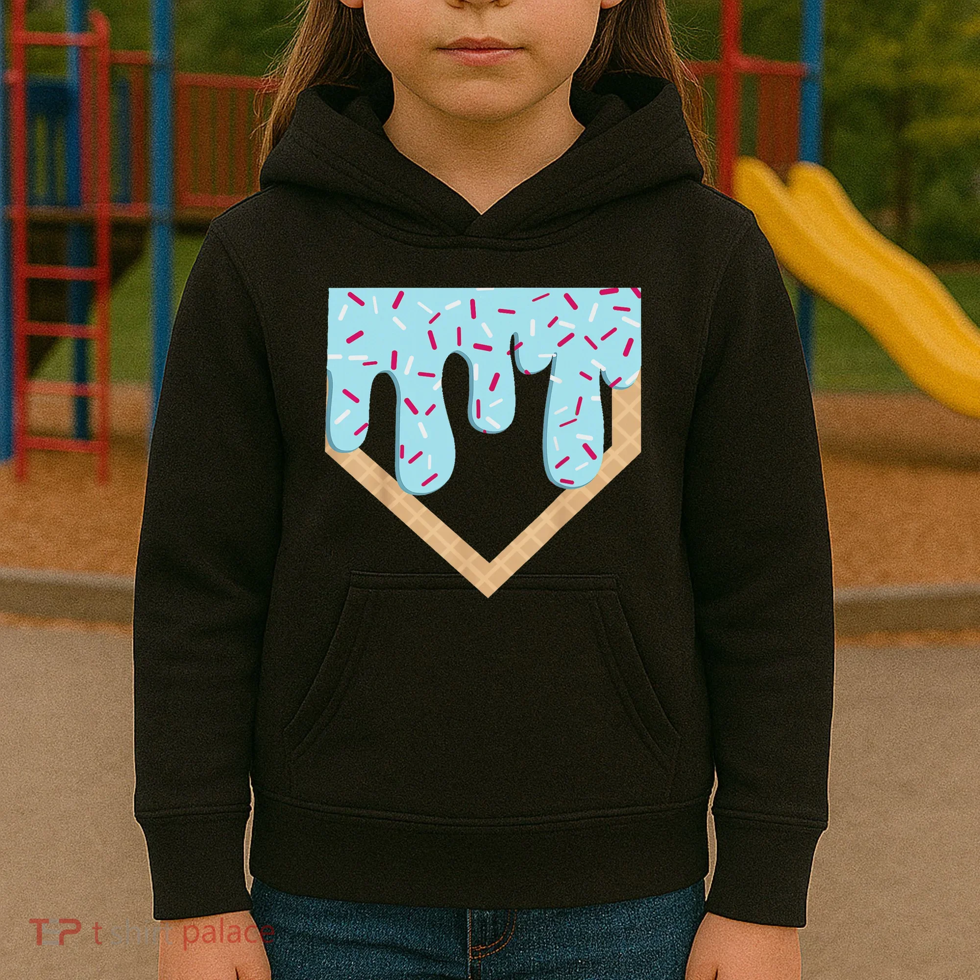 Baseball Ice Cream Dripping Drip Kids Hoodie