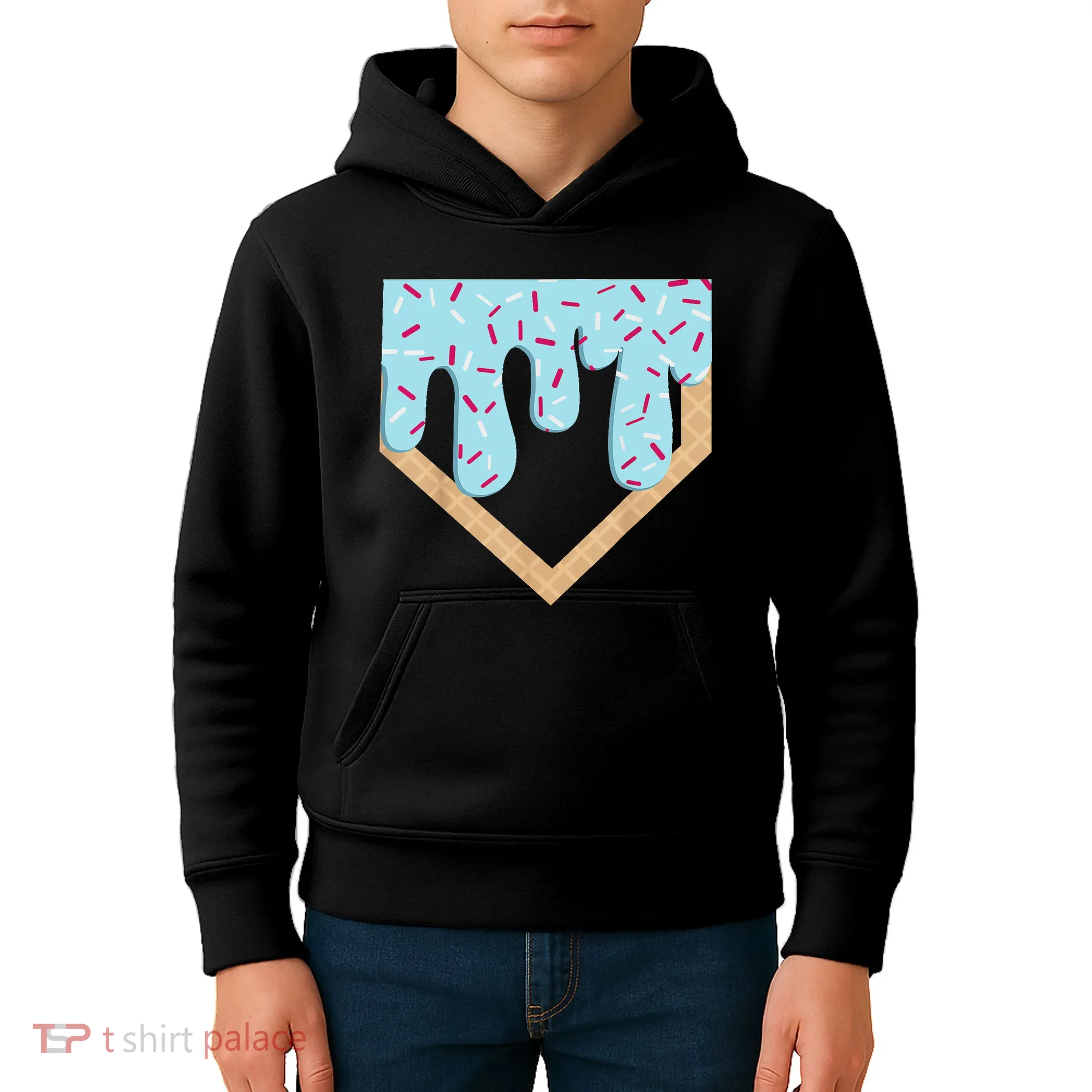 Baseball Ice Cream Dripping Drip Kids Hoodie