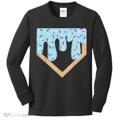 Baseball Ice Cream Dripping Drip Kids Long Sleeve Shirt