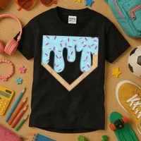 Baseball Ice Cream Dripping Drip Kids T-Shirt thumb 3