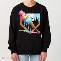 Baseball Ice Cream Dripping Baseball Home Plate Drip Women's Sweatshirt thumb 0