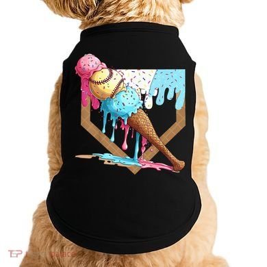Baseball Ice Cream Dripping Baseball Home Plate Drip Doggie Tank