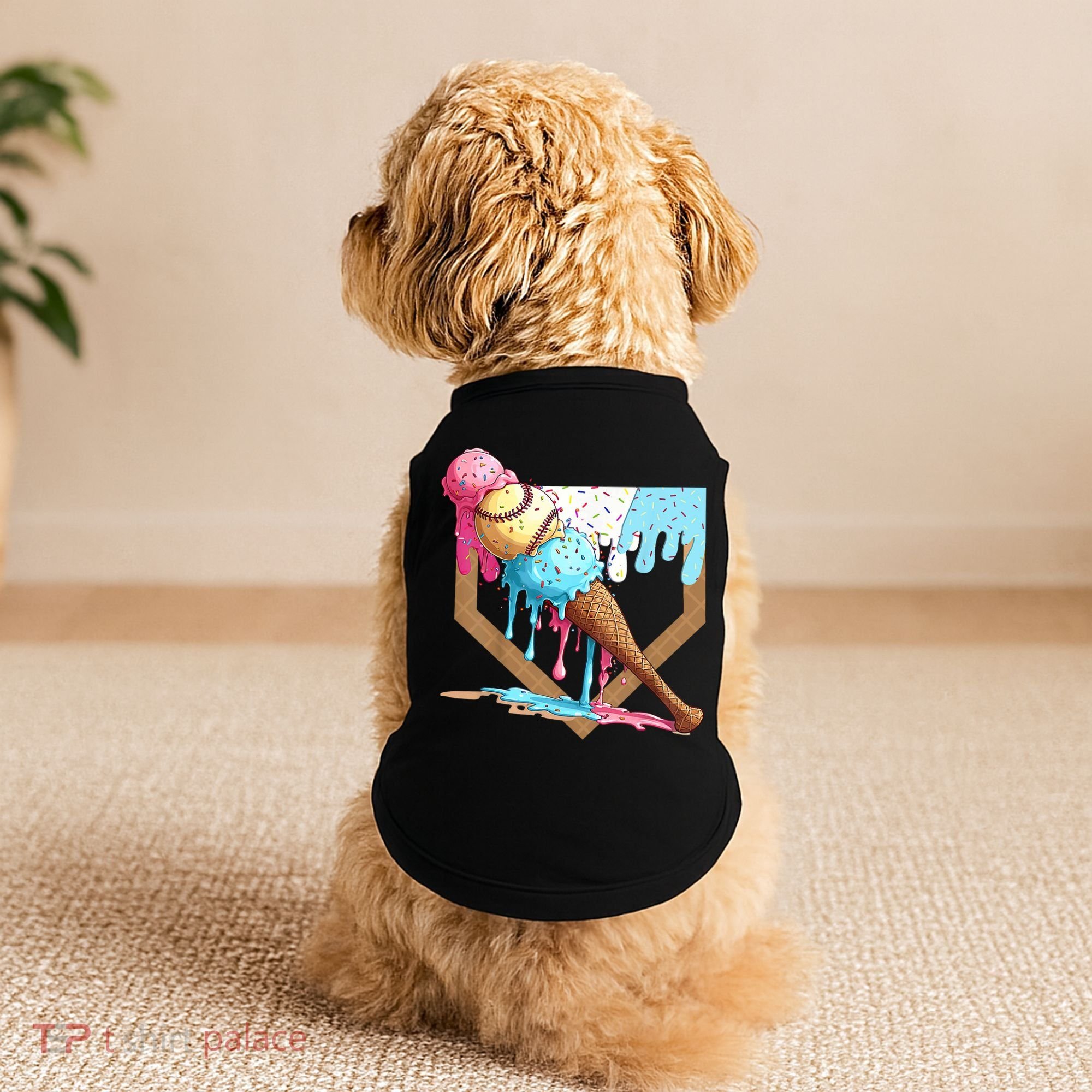 Baseball Ice Cream Dripping Baseball Home Plate Drip Doggie Tank