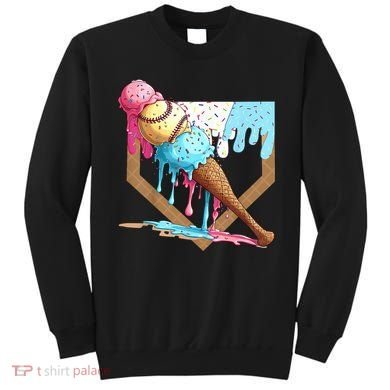 Baseball Ice Cream Dripping Baseball Home Plate Drip Sweatshirt