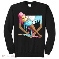 Baseball Ice Cream Dripping Baseball Home Plate Drip Sweatshirt thumb 0