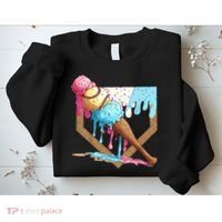 Baseball Ice Cream Dripping Baseball Home Plate Drip Sweatshirt thumb 2