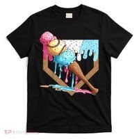 Baseball Ice Cream Dripping Baseball Home Plate Drip T-Shirt thumb 0