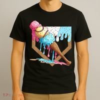 Baseball Ice Cream Dripping Baseball Home Plate Drip T-Shirt thumb 3