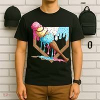 Baseball Ice Cream Dripping Baseball Home Plate Drip T-Shirt thumb 6