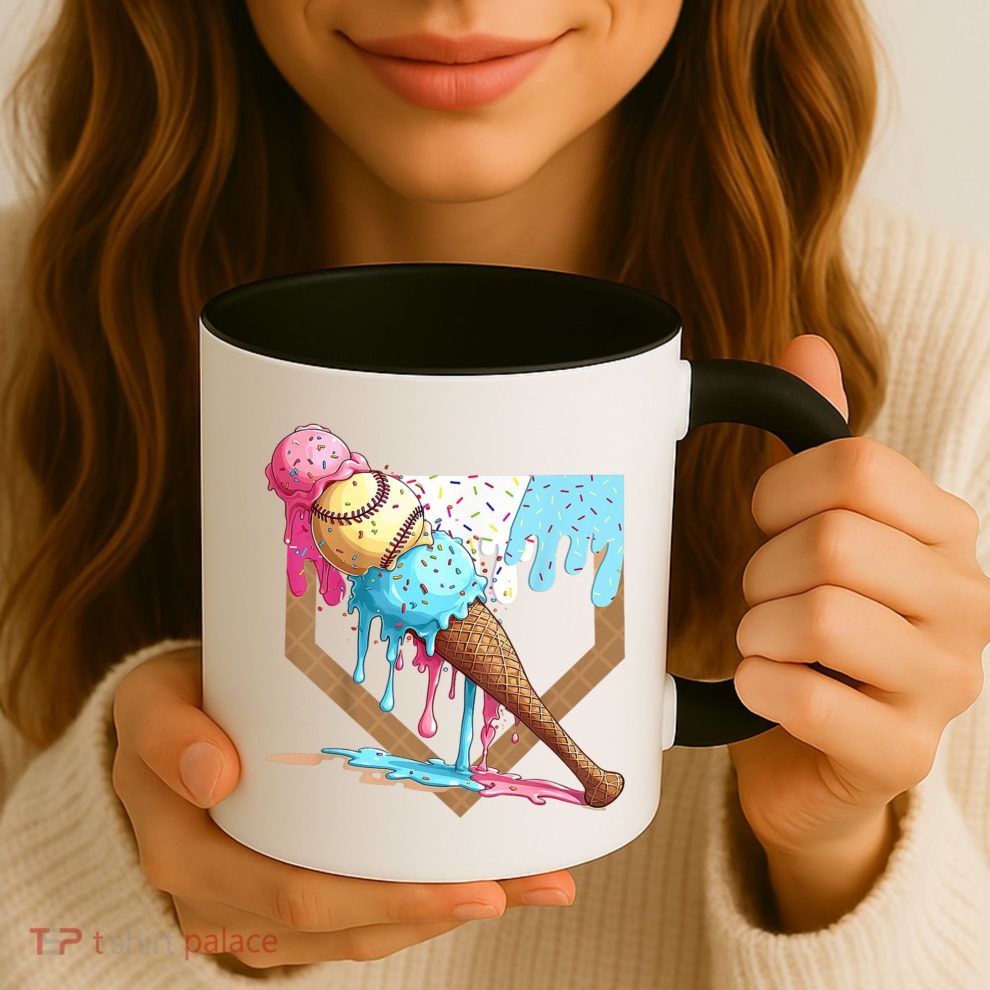 Baseball Ice Cream Dripping Baseball Home Plate Drip Coffee Mug