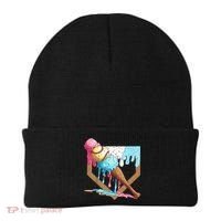 Baseball Ice Cream Dripping Baseball Home Plate Drip Beanie thumb 0