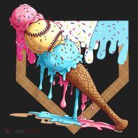 Baseball Ice Cream Dripping Baseball Home Plate Drip Beanie thumb 2
