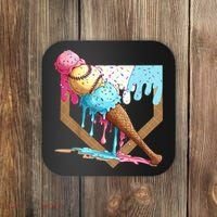 Baseball Ice Cream Dripping Baseball Home Plate Drip Coaster thumb 0