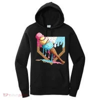 Baseball Ice Cream Dripping Baseball Home Plate Drip Women's Hoodie thumb 0