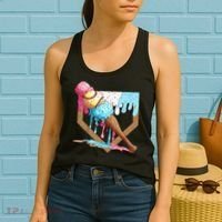 Baseball Ice Cream Dripping Baseball Home Plate Drip Women's Tank Top thumb 2