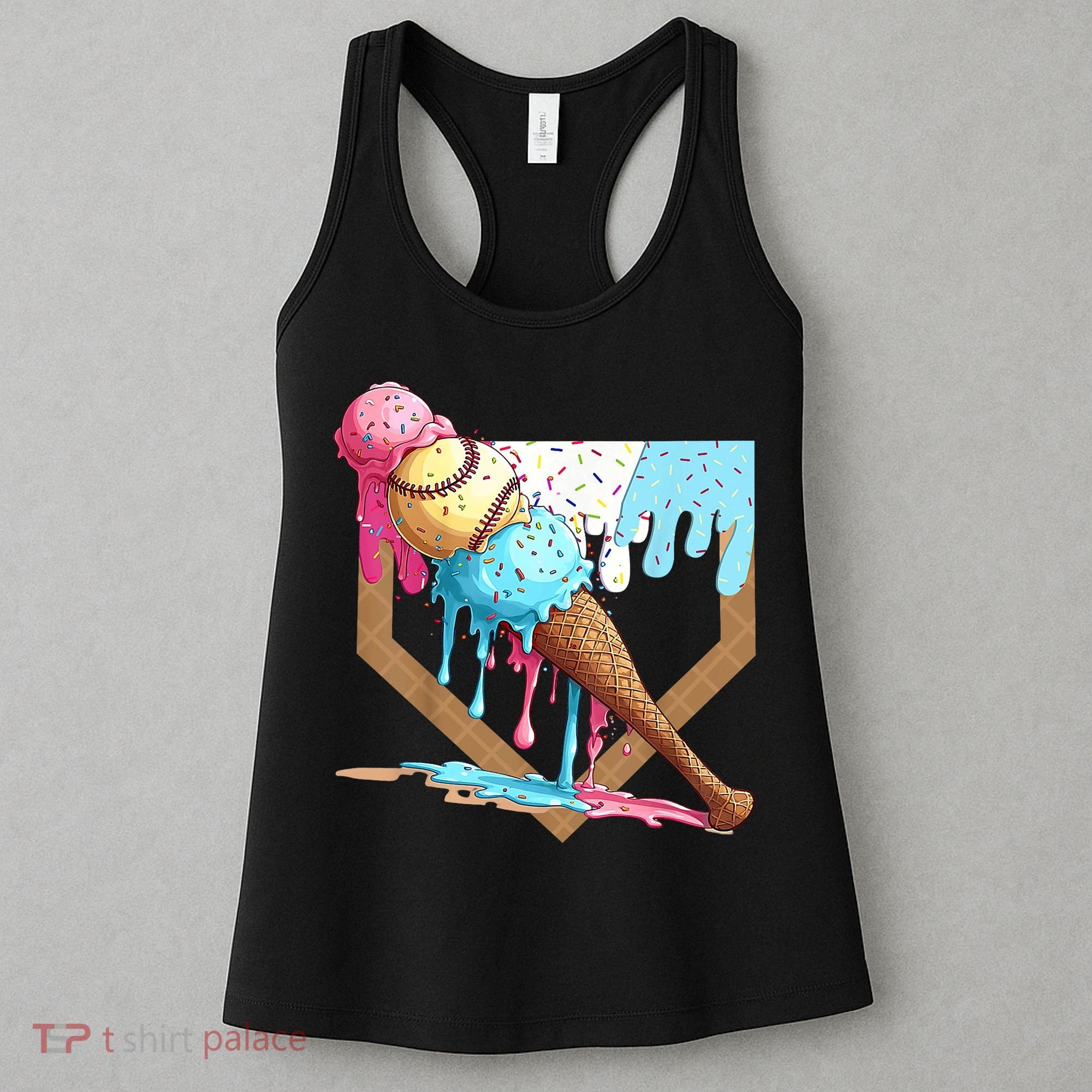 Baseball Ice Cream Dripping Baseball Home Plate Drip Women's Tank Top
