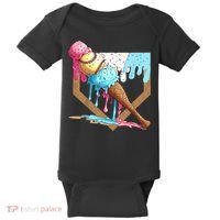 Baseball Ice Cream Dripping Baseball Home Plate Drip Baby Bodysuit thumb 0