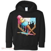 Baseball Ice Cream Dripping Baseball Home Plate Drip Toddler Hoodie thumb 0