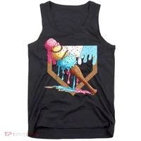 Baseball Ice Cream Dripping Baseball Home Plate Drip Tank Top thumb 0