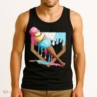 Baseball Ice Cream Dripping Baseball Home Plate Drip Tank Top thumb 3