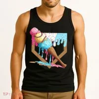 Baseball Ice Cream Dripping Baseball Home Plate Drip Tank Top thumb 3