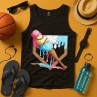 Baseball Ice Cream Dripping Baseball Home Plate Drip Tank Top thumb 4
