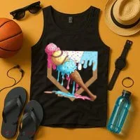 Baseball Ice Cream Dripping Baseball Home Plate Drip Tank Top thumb 4