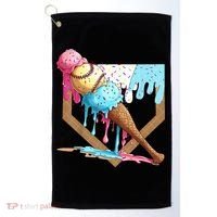 Baseball Ice Cream Dripping Baseball Home Plate Drip Golf Towel thumb 0