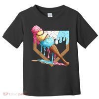 Baseball Ice Cream Dripping Baseball Home Plate Drip Toddler T-Shirt thumb 0