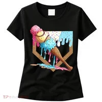 Baseball Ice Cream Dripping Baseball Home Plate Drip Women's T-Shirt thumb 0