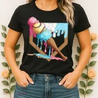 Baseball Ice Cream Dripping Baseball Home Plate Drip Women's T-Shirt thumb 2
