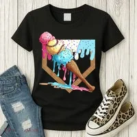 Baseball Ice Cream Dripping Baseball Home Plate Drip Women's T-Shirt thumb 3