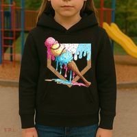 Baseball Ice Cream Dripping Baseball Home Plate Drip Kids Hoodie thumb 3